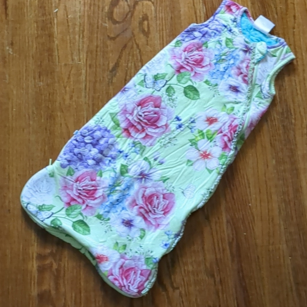 Posh Peanut Floral Sleep Sack in Light Green with Pink & Purple Flowers
